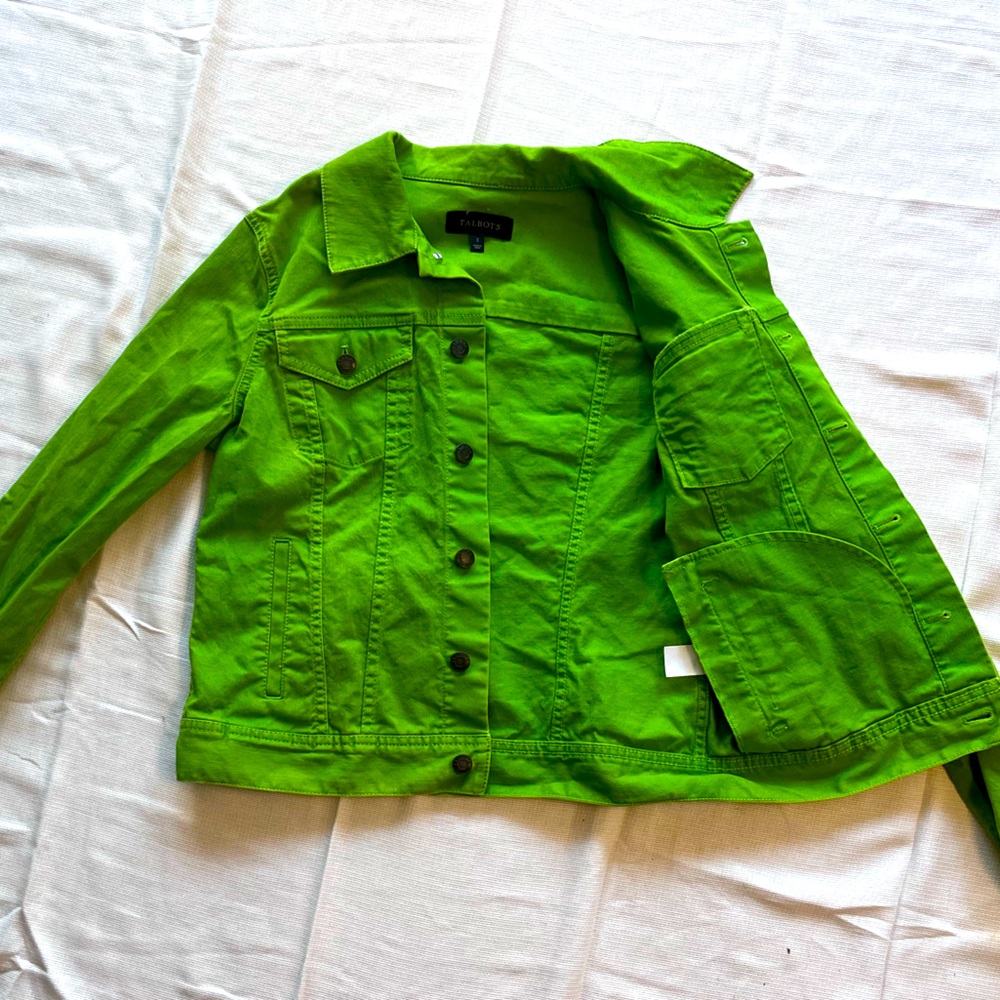 Green denim jacket
